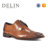 Brown Color Lace up Men Dress Shoes with Calf Leather