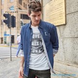New Style Classics Long Sleeves Men Denim Shirts with Letters Embroidery by Fly Jeans
