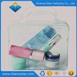 Custom Cosmetic Package Clear PVC Plastic Handle Bag with Zipper