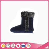 Melange Knitted Indoor Women Boots with Pompom