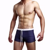 Men's Back Zipper Pocket Drawstring Swimming Trunks Sports Wear Multi-Color