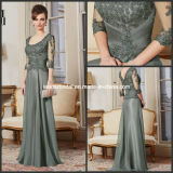 3/4 Sleeves Lace Dark Sage Green A-Line Scoop Neckline Mother of The Bride Dress M71017