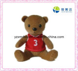 Plush Brown Teddy Bear Toy with a Red T-Shirt (XMD-F031)
