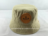 Cotton/Polyester Reversible Bucket Hat with Woven Patch Logo Design