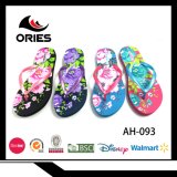 Hot Selling Women Colorful Flowers PE Material Flip Flop Slippers