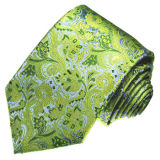 New Fashion Green Colour Turkey Flower Pattern Men's Woven Silk Ties