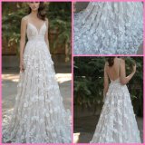 A-Line Bridal Formal Gowns Flowers Pearls Wedding Dresses A60