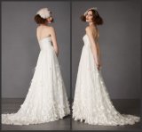 Strapless Chiffon Bridal Gown Empire Waist Beach Wedding Dress Lh2016