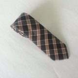 Wide Check Design Grey with Orange Colour Men's Woven Silk Neckties