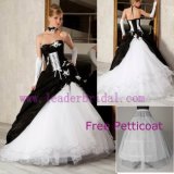 Wedding Dress Gothic Strapless White Black Bridal Ball Gown Quinceanera Dress (D10)