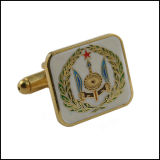 Gold Plated Metal Cufflink with Colorful Logo (GZHY-XK-027)