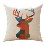 Cotton Linen Square Throw Pillow Case Decorative Cushion Cover Pillowcase for Sofa Deer Head 18 
