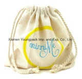 Promotional Custom Printed Small Calico Packaging Pouch 100% Raw Cotton Fabric Drawstring Bag