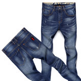 Broken Washing Man Jeans with Colorful Pattern on Waistband (HDMJ0021-17)