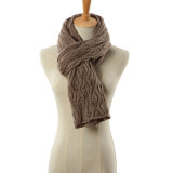 Fashion Leaf Jacquard Winter Acrylic Knitted Scarf (YKY4644)