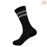 Lady's Black Cotton Fashion Dots Pattern Fancy Sock