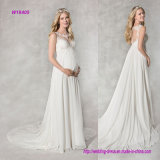 Empire Line Delicated Illusion Beaded Floral Lace Neckline Wedding Dress