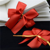 Gift Candy Packaging Decoration Satin Ribbon Pre-Tied Bow with Gold Twist