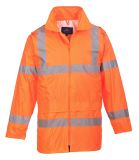 Customize High Visibility Green Polyester Rain Suit with Reflective Strips