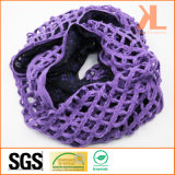 100% Acrylic Purple Hollow Knitted Neck Scarf with Georgette