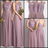 Purple Bridesmaid Prom Gowns Sexy 2016 Lace Chiffon Evening Dresses Y1024