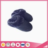 Black Real Suede with Fur Lining Women EVA Sole Indoor Slippers