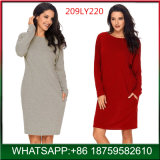 Hot Sale Casual Winter Long Sleeve Woman Dress with Plus Size