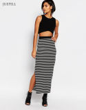 Africa Stripe Tube Knitted Slip Casual Women Skirt with Splice