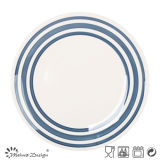 Nice Blue Circle Hand Painting Dinner Plate