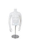 Glossy Bright White Half-Body Male Mannequin (Stainless Steel Round Base)