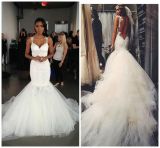Mermaid Tulle Wedding Gown Backless Spaghetti Straps Bridal Gown Lb1725