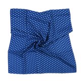 100% Silk Printed Navy Plaid Scarf for Men and Female Matching Hanky Pocket Square (LS-34)