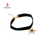 Fashion Korean Velvet Rhinestone-Studded Stars Short Collar Sun Flower Pendant Necklace Jewelry Wholesale