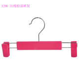 Pink Soft Finishing Rubber Top Hanger with Pants Clips