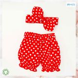 Red Baby Wear Dots Printing Baby Leggings Headband Set