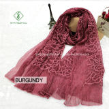 High Quality Shawl Lady Fashion Silk Scarf with Rose Embroidery