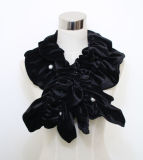 Women Fashion Polyester Velvet Scarf with Pearls (YKY4384B)