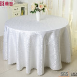 Round Jacuqard White Wedding Table Cloth