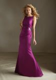 Satin with Beaded Brooch Fishtail off Shoulder Bridesmaid Dresses (BD3041)
