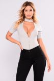 Women V-Neck Blouse Tops with Round Collar Blouse Tops
