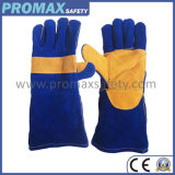 Double Palm Blue Cow Split Leather Welding Gloves