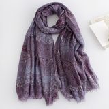 Women Fashion Floral Printed Long Viscose Silk Scarf (YKY1135)