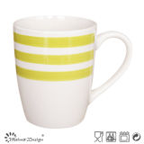 13oz Ceramic Mug with Hand Painted Shinny Color Strips