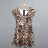 High Quality Leopard Print Plus Size Sexy Women Mini Dress