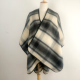 Cashmere Like Check Printing Cape Stole Poncho Shawl (SP316)