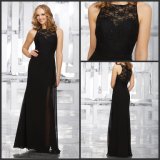 Black Evening Dress Lace Sleeveless Chiffon Brdesmaid Dresses Z4021