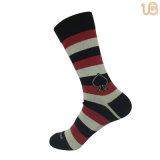 Men's Wide Stripe Comb Cotton Socks with Love Pattern Jacquard