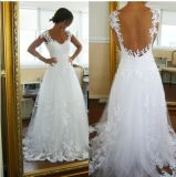 Cap Sleeve Bridal Gown Lace Straples A-Line Open Back Wedding Dress W1331