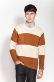 Basolan Wool Acrylic Winter Round Neck Cable Knitting Sweater for Men