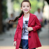 Hot Sale Spring and Autumn Little Girls Red Wind Coat